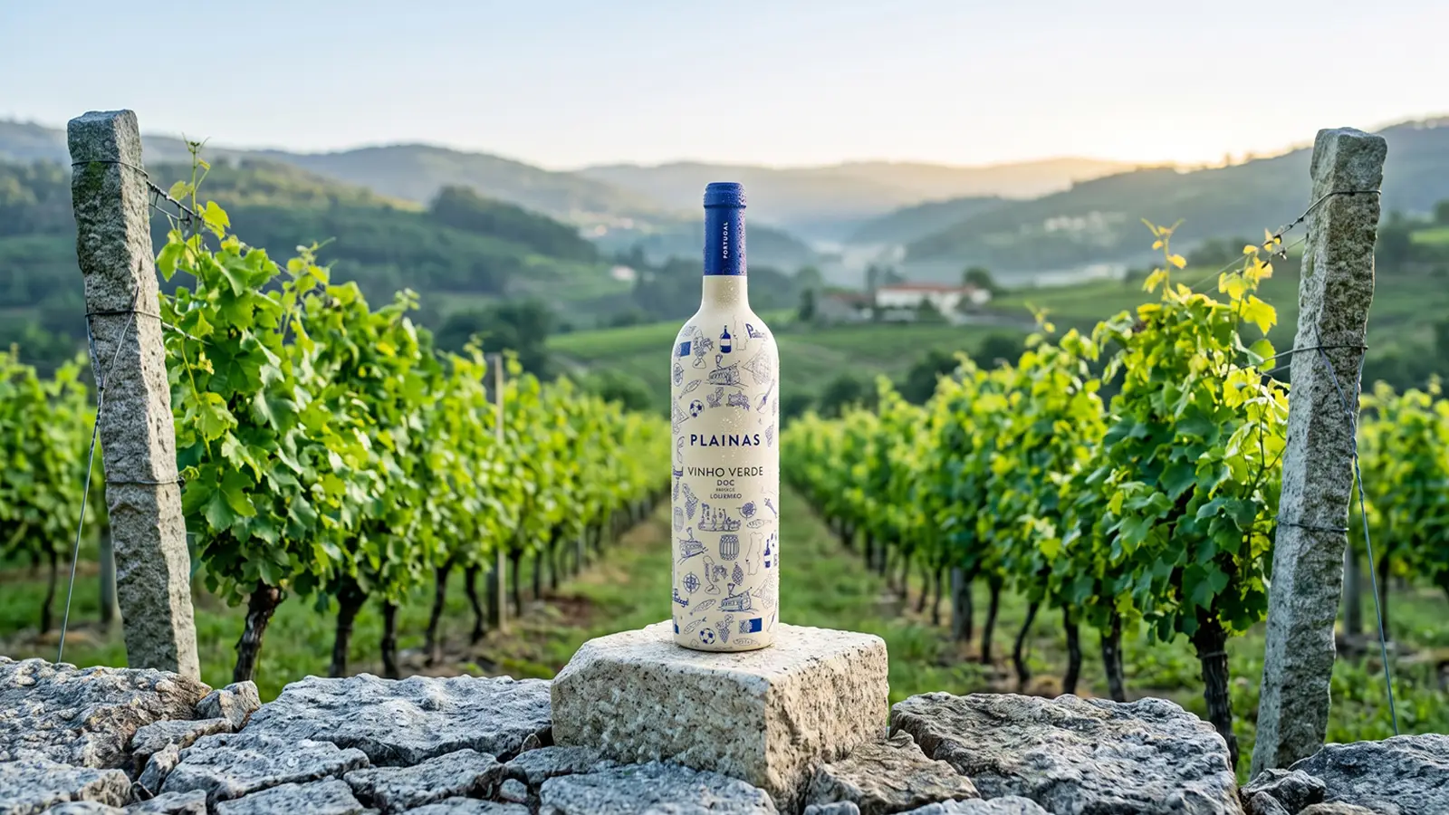 Weinberg der Casa Santa Eulalia auf Granitboden in der Region Vinho Verde
