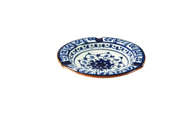 Aschenbecher rund aus Keramik handbemalt maurischen Stil Blau