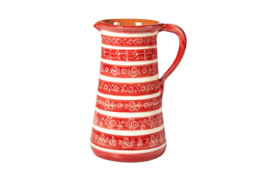 Wasserkrug aus Keramik handbemalt Rote Schnecken