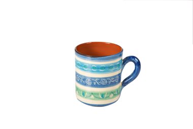 Tasse aus Keramik handbemalt Grün und Blau