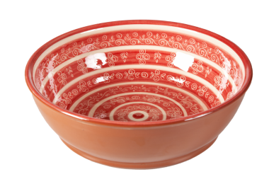 Salatschale L7 aus Keramik handbemalt Rote Schnecken