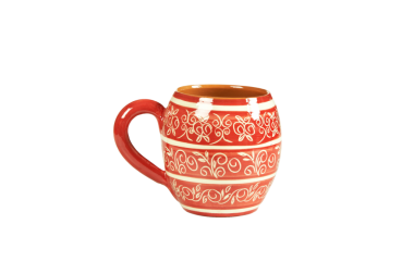 Tasse Barrique aus Keramik handbemalt Rote Schnecken