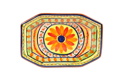 Platte Oitavada L9 aus Keramik handbemalt maurischen Stil Farben