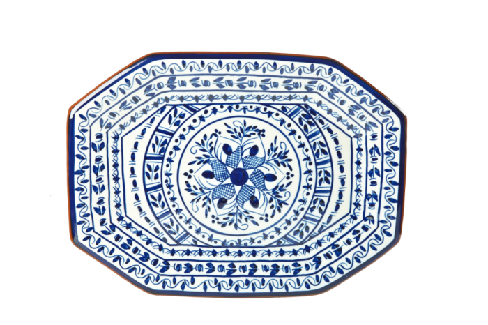 Platte Oitavada L9 aus Keramik handbemalt maurischen Stil Blau